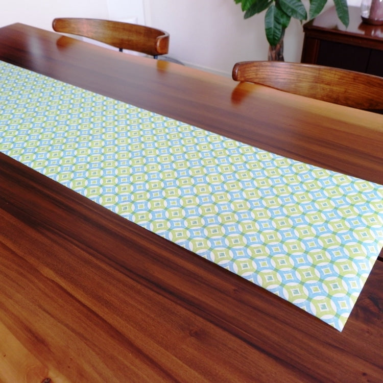 テーブルランナー 400x32.5cm PAPER+DESIGN ブルー×グリーン模様 PD95230