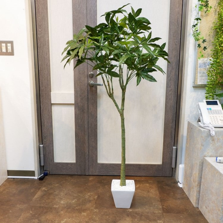 パキラポット142cm|V22106 アーティフィシャルグリーン 人工観葉植物 人工樹木 簡易鉢付きグリーン