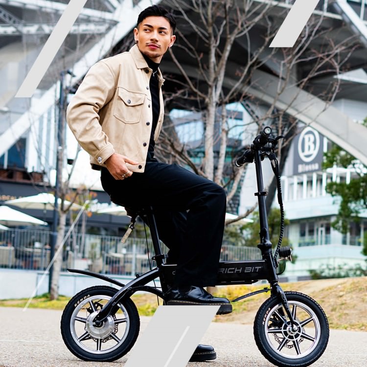 [新法適用モデル] 電動バイク RICHBIT CITY(ゴールデンオリーブ)｜免許不要 ヘルメット不要 緑色速度灯 スクーター 特定小型原付モデル 折り畳み可 沖縄と離島配送不可 送料無料