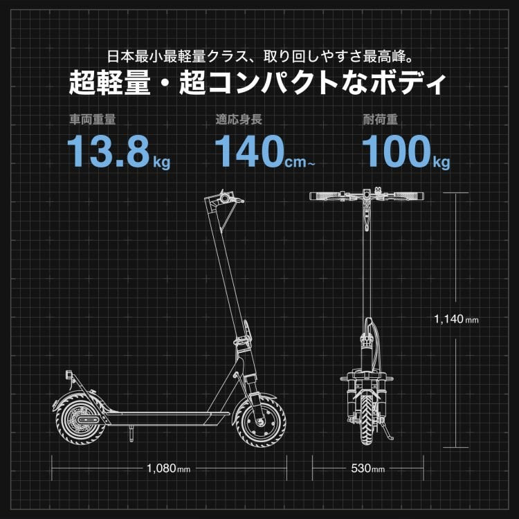[新法適用モデル] 電動キックボード RICHBIT ES1 Pro(セレストブルー)｜免許不要 ヘルメット不要 緑色速度灯 スクーター 特定小型原付モデル 折り畳み可 沖縄と離島配送不可 送料無料