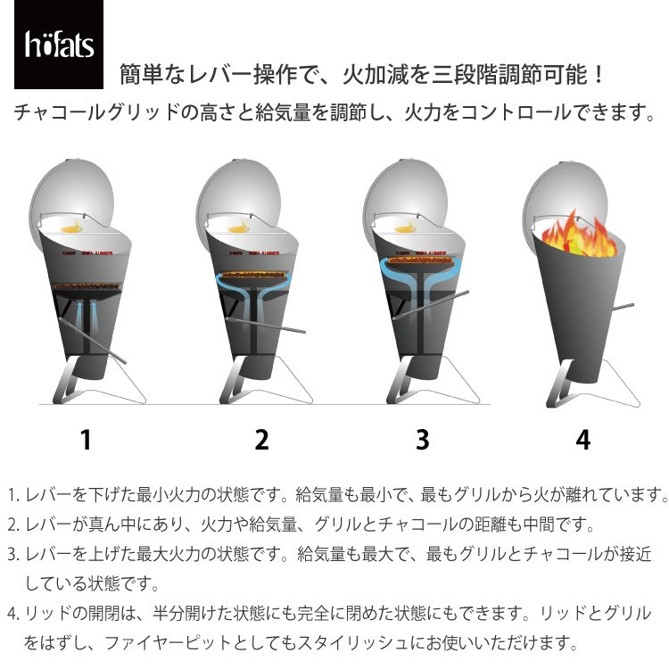 HOEFATS(ホーファッツ) 10101 CONE チャコールグリル｜ドイツ製 コーン ボウル BBQグリル BBQ 本体