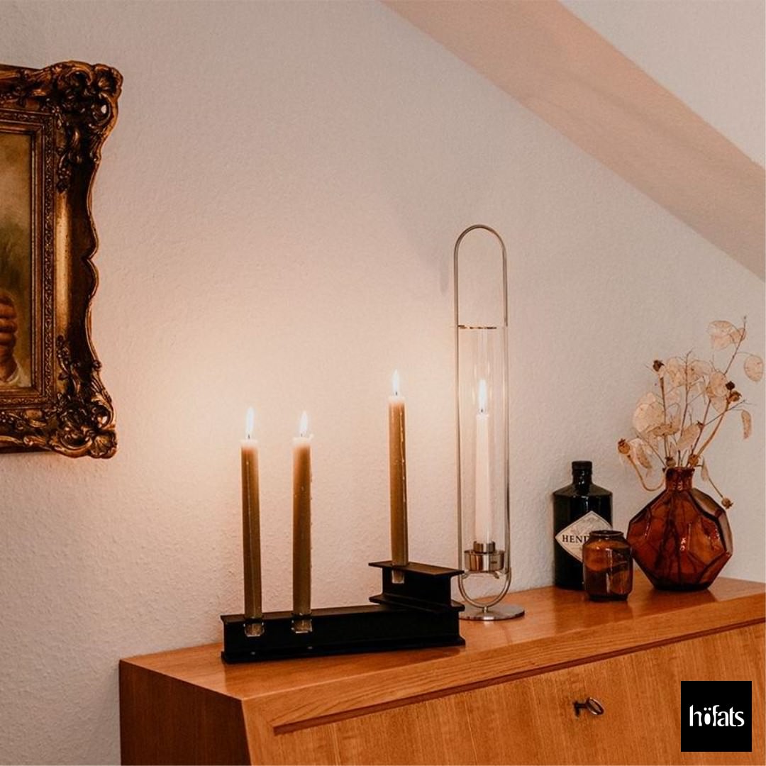HOEFATS(ホーファッツ) h00271 OVAL CANDLE 55 キャンドルホルダー(シルバー／ブラック)｜ドイツ製 オーバル 本体