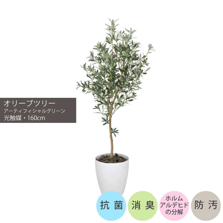 オリーブツリー1.6m｜GLPA-040 アーティフィシャルグリーン 人工観葉植物 鉢付きグリーン 可視光応答型光触媒「V-CAT Tree」