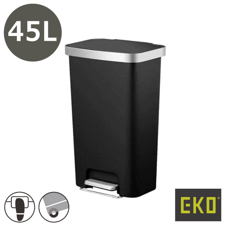 EKO(イーケーオー) ハナ ステップビン45L｜ゴミ箱 3色展開(ブラック/グレー/ホワイト) ステップタイプ ペダルビン 軽量 ポリプロピレン 大容量 EK6266-45L