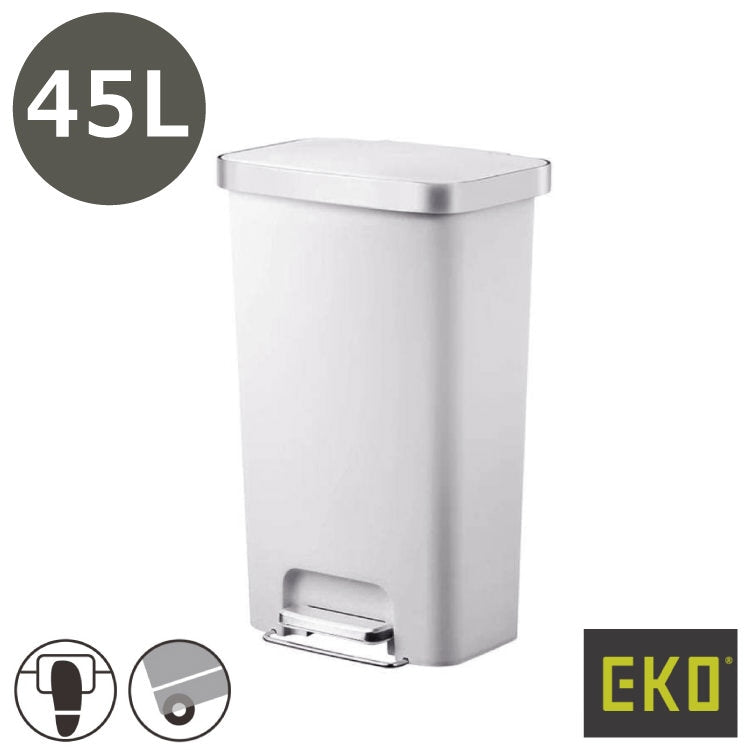 EKO(イーケーオー) ハナ ステップビン45L｜ゴミ箱 3色展開(ブラック/グレー/ホワイト) ステップタイプ ペダルビン 軽量 ポリプロピレン 大容量 EK6266-45L