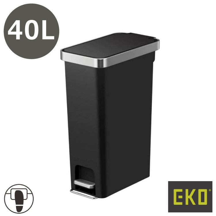 EKO(イーケーオー) ハナスリム ステップビン40L｜ゴミ箱 2色展開(ブラック/ホワイト) ステップタイプ ペダルビン 軽量 ポリプロピレン 大容量 EK6268-40L