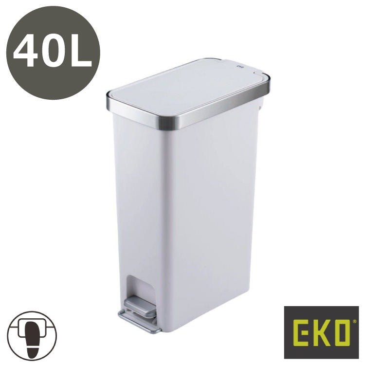 EKO(イーケーオー) ハナスリム ステップビン40L｜ゴミ箱 2色展開(ブラック/ホワイト) ステップタイプ ペダルビン 軽量 ポリプロピレン 大容量 EK6268-40L