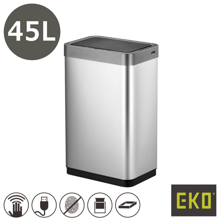 EKO(イーケーオー) ミラージュX センサービン45L｜ゴミ箱 シルバー センサー ステンレス インナーなし EK9260RMT-45L