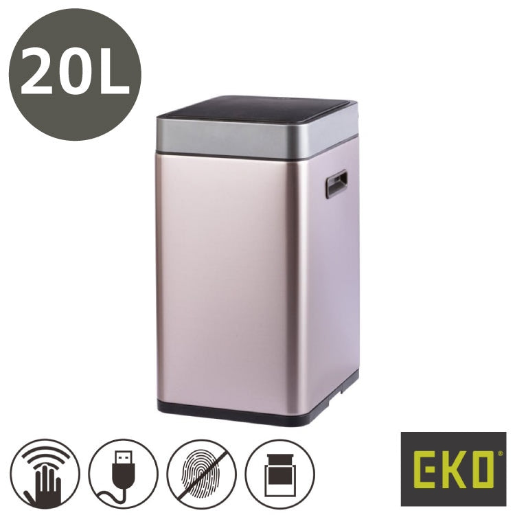 EKO(イーケーオー) ミラージュスリム センサービン20L｜ゴミ箱 シャンパン センサー ステンレス 分別シール付き EK9270RGM-20L