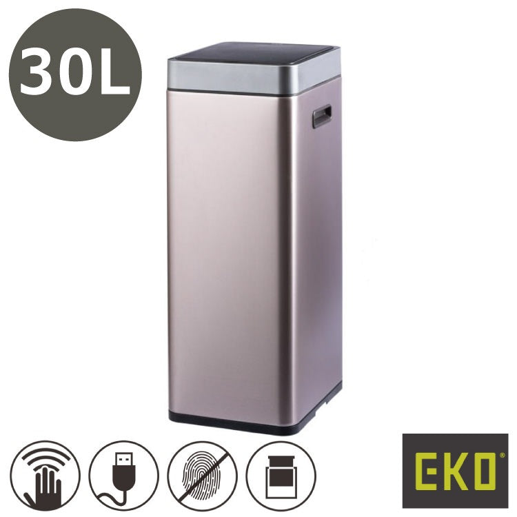EKO(イーケーオー) ミラージュスリム センサービン30L｜ゴミ箱 シャンパン センサー ステンレス 分別シール付き EK9270RGMT-30L