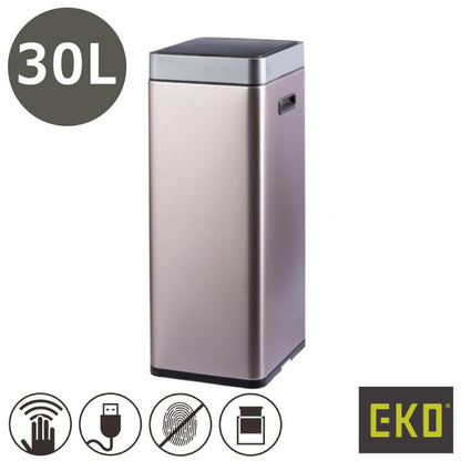EKO(イーケーオー) ミラージュスリム センサービン30L｜ゴミ箱 シャンパン センサー ステンレス 分別シール付き EK9270RGMT-30L