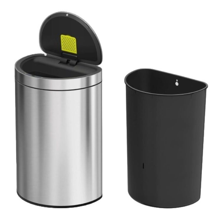 EKO(イーケーオー) ミラージュセミラウンド センサービン12L｜ゴミ箱 シルバー メタリックマット センサータイプ ステンレス ミニ EK9331RMMT-12L
