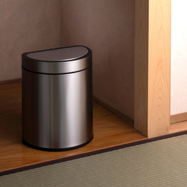 EKO(イーケーオー) ミラージュセミラウンド センサービン12L｜ゴミ箱 シルバー メタリックマット センサータイプ ステンレス ミニ EK9331RMMT-12L
