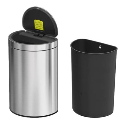 EKO(イーケーオー) ミラージュセミラウンド センサービン45L｜ゴミ箱 シルバー メタリックマット センサータイプ ステンレス 大容量 EK9331RMMT-45L