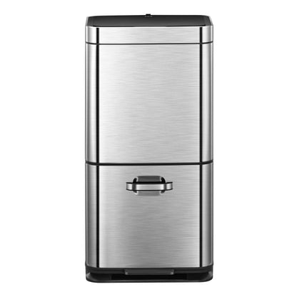 EKO(イーケーオー) ヒマラヤ センサービン35L+25L｜ゴミ箱 シルバー センサー 2段式 分別 ステンレス 大容量 EK9339X-GMT-35L+25L