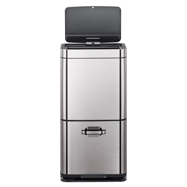EKO(イーケーオー) ヒマラヤ センサービン35L+25L｜ゴミ箱 シルバー センサー 2段式 分別 ステンレス 大容量 EK9339X-GMT-35L+25L