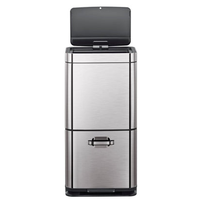 EKO(イーケーオー) ヒマラヤ センサービン35L+25L｜ゴミ箱 シルバー センサー 2段式 分別 ステンレス 大容量 EK9339X-GMT-35L+25L