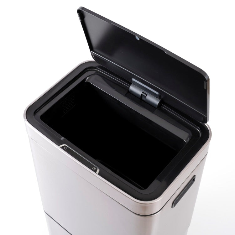 EKO(イーケーオー) ヒマラヤ センサービン35L+25L｜ゴミ箱 シルバー センサー 2段式 分別 ステンレス 大容量 EK9339X-GMT-35L+25L