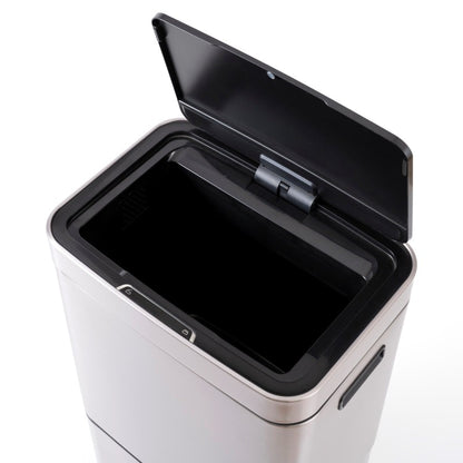 EKO(イーケーオー) ヒマラヤ センサービン35L+25L｜ゴミ箱 シルバー センサー 2段式 分別 ステンレス 大容量 EK9339X-GMT-35L+25L