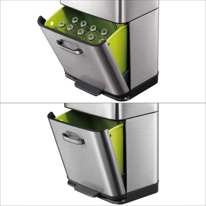 EKO(イーケーオー) ヒマラヤ センサービン35L+25L｜ゴミ箱 シルバー センサー 2段式 分別 ステンレス 大容量 EK9339X-GMT-35L+25L