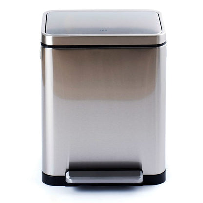 EKO(イーケーオー) Xキューブ ステップビン20L+20L｜ゴミ箱 シルバー ステップ ペダルビン ステンレス 分別 EK9368MT-20L+20L