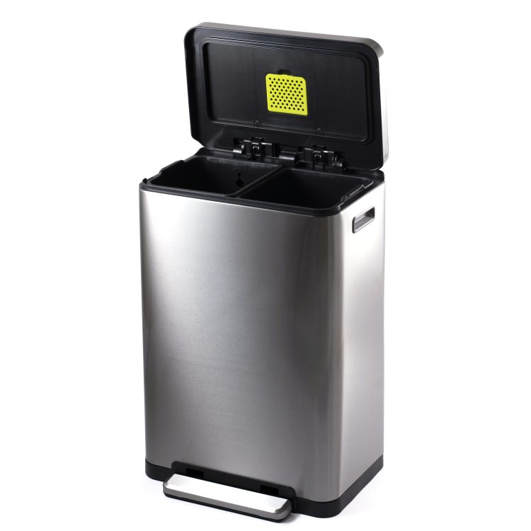 EKO(イーケーオー) Xキューブ ステップビン20L+20L｜ゴミ箱 シルバー ステップ ペダルビン ステンレス 分別 EK9368MT-20L+20L