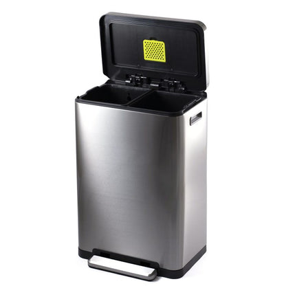EKO(イーケーオー) Xキューブ ステップビン20L+20L｜ゴミ箱 シルバー ステップ ペダルビン ステンレス 分別 EK9368MT-20L+20L