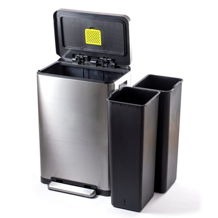 EKO(イーケーオー) Xキューブ ステップビン20L+20L｜ゴミ箱 シルバー ステップ ペダルビン ステンレス 分別 EK9368MT-20L+20L