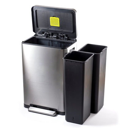 EKO(イーケーオー) Xキューブ ステップビン20L+20L｜ゴミ箱 シルバー ステップ ペダルビン ステンレス 分別 EK9368MT-20L+20L