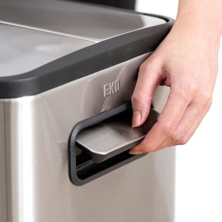 EKO(イーケーオー) エコフライ ステップビン20L+20L｜ゴミ箱 シルバー ペダルビン オールステンレス 分別 大容量 EK9377MT-20L+20L