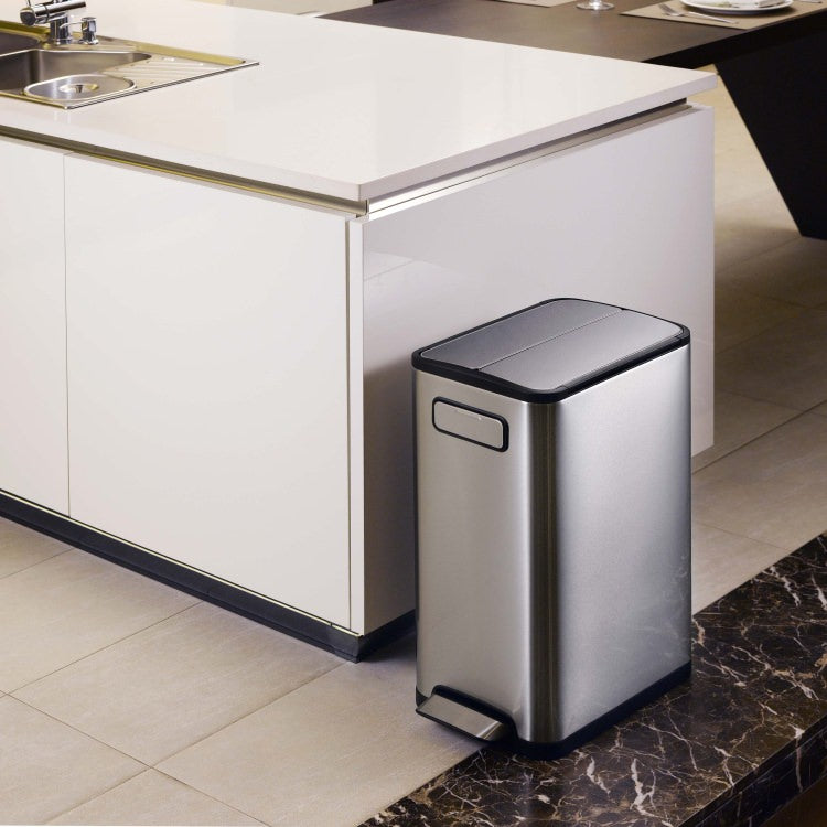 EKO(イーケーオー) エコフライ ステップビン20L+20L｜ゴミ箱 シルバー ペダルビン オールステンレス 分別 大容量 EK9377MT-20L+20L