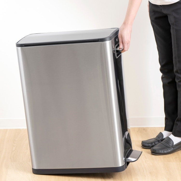 EKO(イーケーオー) エコフライ ステップビン20L+20L｜ゴミ箱 シルバー ペダルビン オールステンレス 分別 大容量 EK9377MT-20L+20L