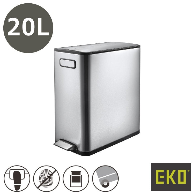 EKO(イーケーオー) エコフライ ステップビン20L｜ゴミ箱 シルバー ペダルビン オールステンレス 小さめ EK9377MT-20L