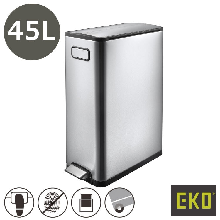 EKO(イーケーオー) エコフライ ステップビン45L｜ゴミ箱 シルバー ペダルビン オールステンレス 大容量 EK9377MT-45L