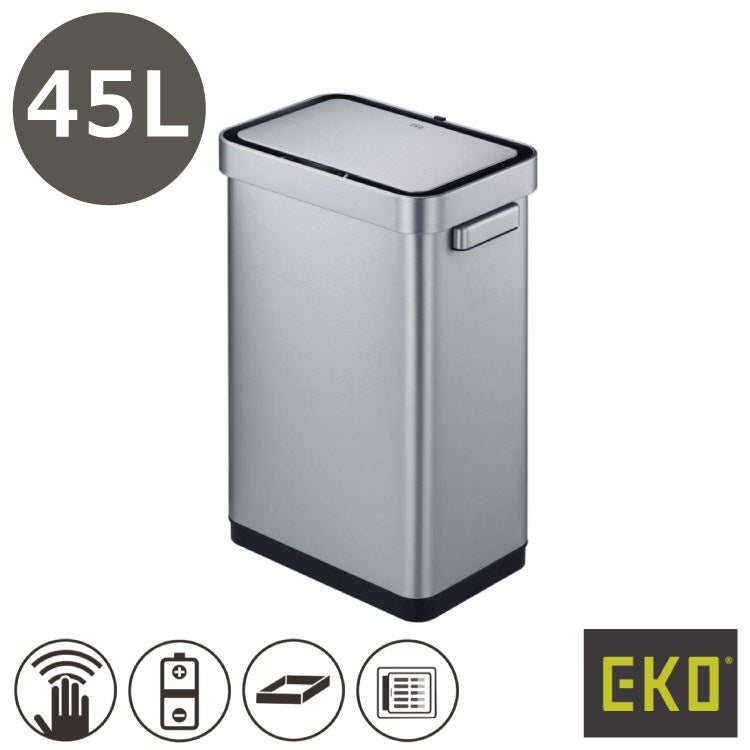 EKO(イーケーオー) デラックスミラージュT センサービン45L｜ゴミ箱 2色展開(ブラック/シルバー) センサータイプ ステンレス 大容量 EK9378-45L