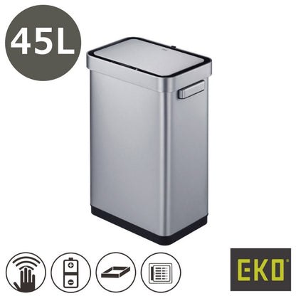 EKO(イーケーオー) デラックスミラージュT センサービン45L｜ゴミ箱 2色展開(ブラック/シルバー) センサータイプ ステンレス 大容量 EK9378-45L