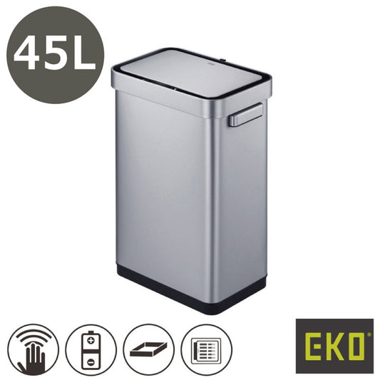 EKO(イーケーオー) デラックスミラージュT センサービン45L｜ゴミ箱 2色展開(ブラック/シルバー) センサータイプ ステンレス 大容量 EK9378-45L