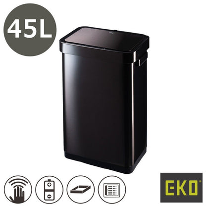 EKO(イーケーオー) デラックスミラージュT センサービン45L｜ゴミ箱 2色展開(ブラック/シルバー) センサータイプ ステンレス 大容量 EK9378-45L