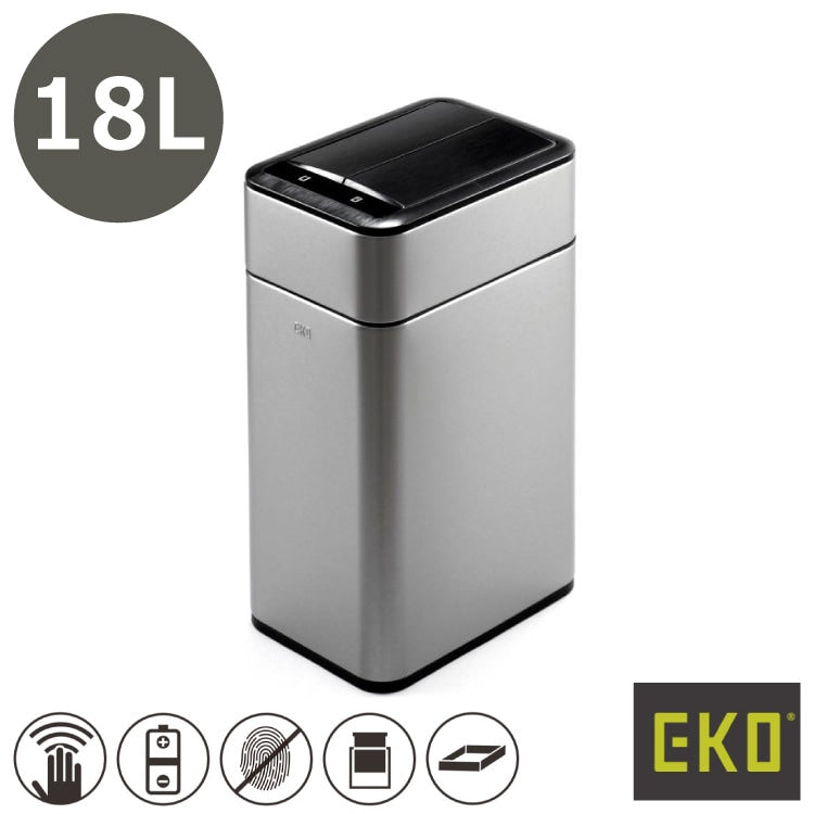 EKO(イーケーオー) ファントムプロ センサービン18L｜ゴミ箱 2色展開(ブラック/シルバー) センサータイプ ステンレス 軽量 ミニ EK9577-18L