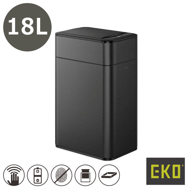 EKO(イーケーオー) ファントムプロ センサービン18L｜ゴミ箱 2色展開(ブラック/シルバー) センサータイプ ステンレス 軽量 ミニ EK9577-18L