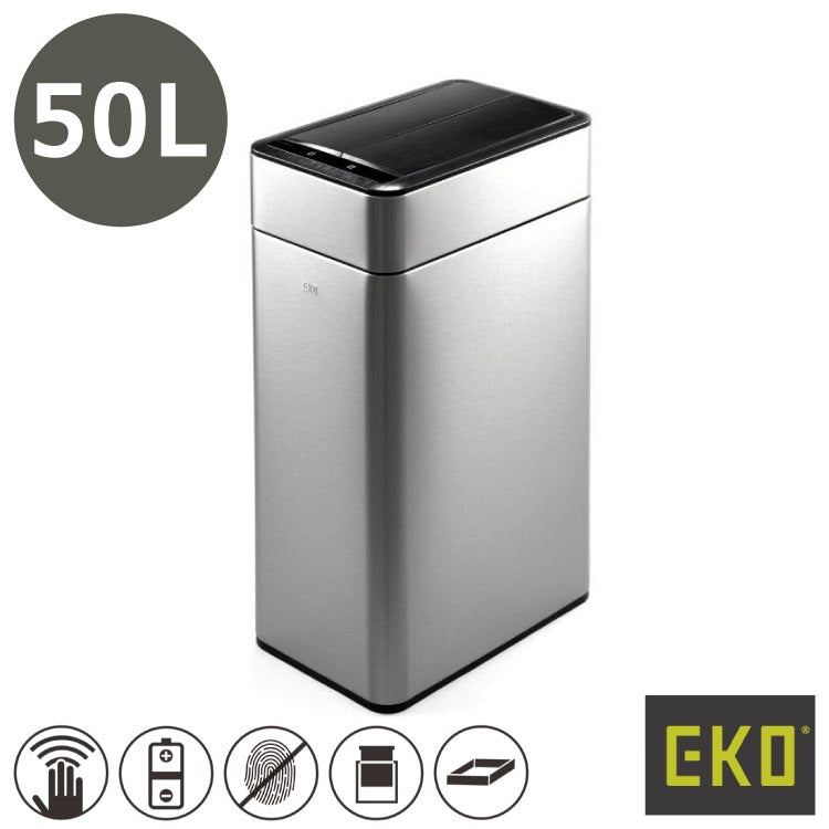EKO(イーケーオー) ファントムプロ センサービン50L｜ゴミ箱 3色展開(ブラック/シルバー/ホワイト) センサータイプ ステンレス 大容量 EK9577-50L