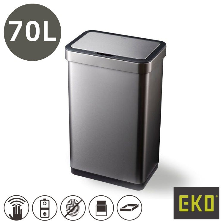 EKO(イーケーオー) エコノヴァ センサービン70L｜ゴミ箱 シルバー センサータイプ ステンレス 大容量 EK9578-70L