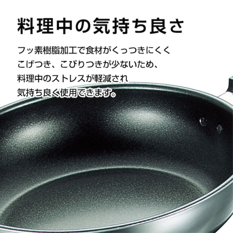 フジノス IHフライパンDX24cm（内面フッ素樹脂加工）｜IH鍋のパイオニア ステンレス製 アルミクラッド三層鋼 240×60mm