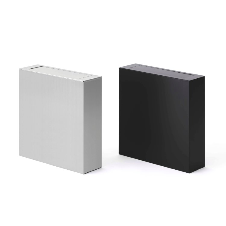 オブジェのようなゴミ箱 EXTLINE (エクストライン) SLIM シルバー/ブラック 2色展開｜ダストボックス 幅11cm 薄さに特化したスリムタイプ 壁にぴったり付けられる 銀座 蔦屋 FACTORY’S GOODs 出店商品