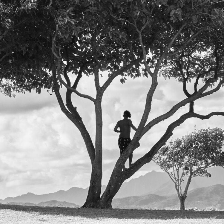 IGREBOW ハワイ クアロアビーチとロコの青年｜[ウッド 1×2] アイグレボウ インテリアフォト ピクチャーアート 写真