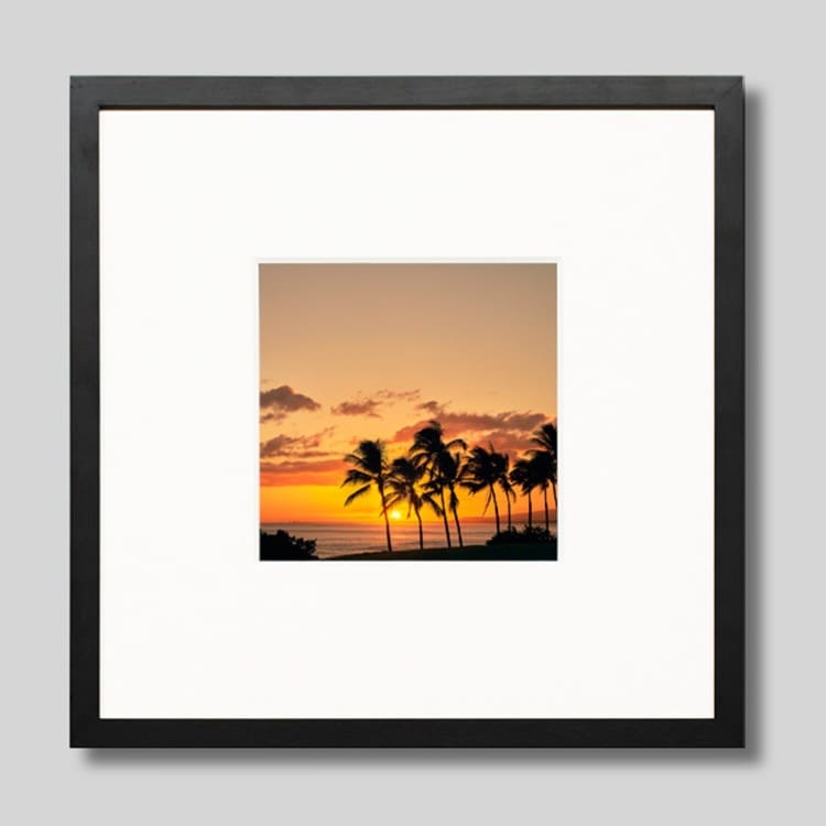 IGREBOW ハワイ 夕日に染まる海とヤシの木｜[ウッド 1×1] アイグレボウ インテリアフォト ピクチャーアート 写真
