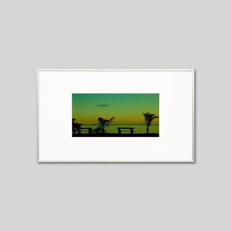IGREBOW ニューカレドニア 夕暮れの海とヤシの木 ビッグサイズ｜[アルミ 1×2] アイグレボウ インテリアフォト ピクチャーアート 写真