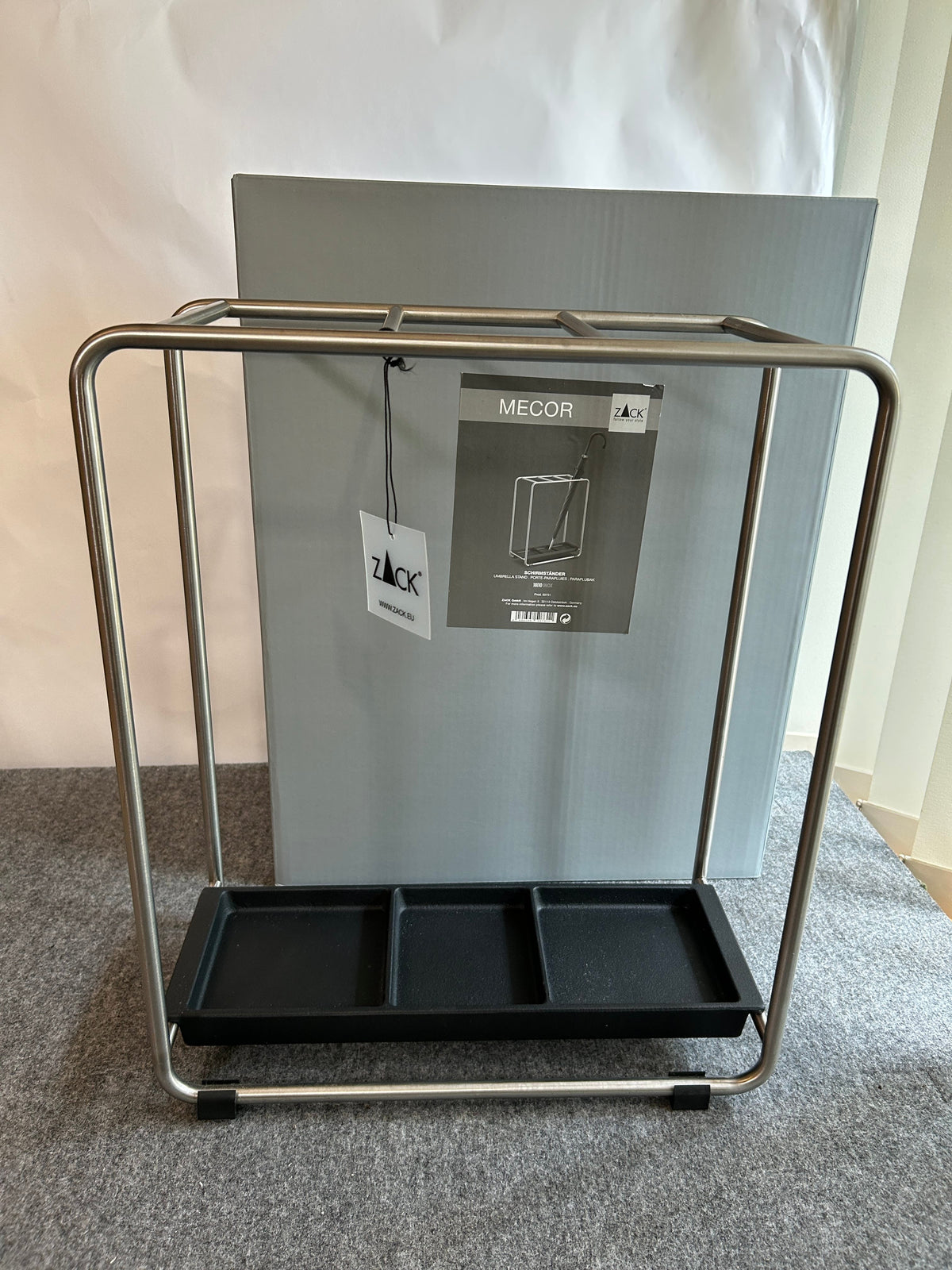 [SAMPLE] アンブレラスタンド｜ZACK 50731 MECOR HL 傘立 傘たて 傘入れ 高さ50cm 幅41cm 奥行き19.3cm 18/10ステンレス製 ヘアライン仕上げ