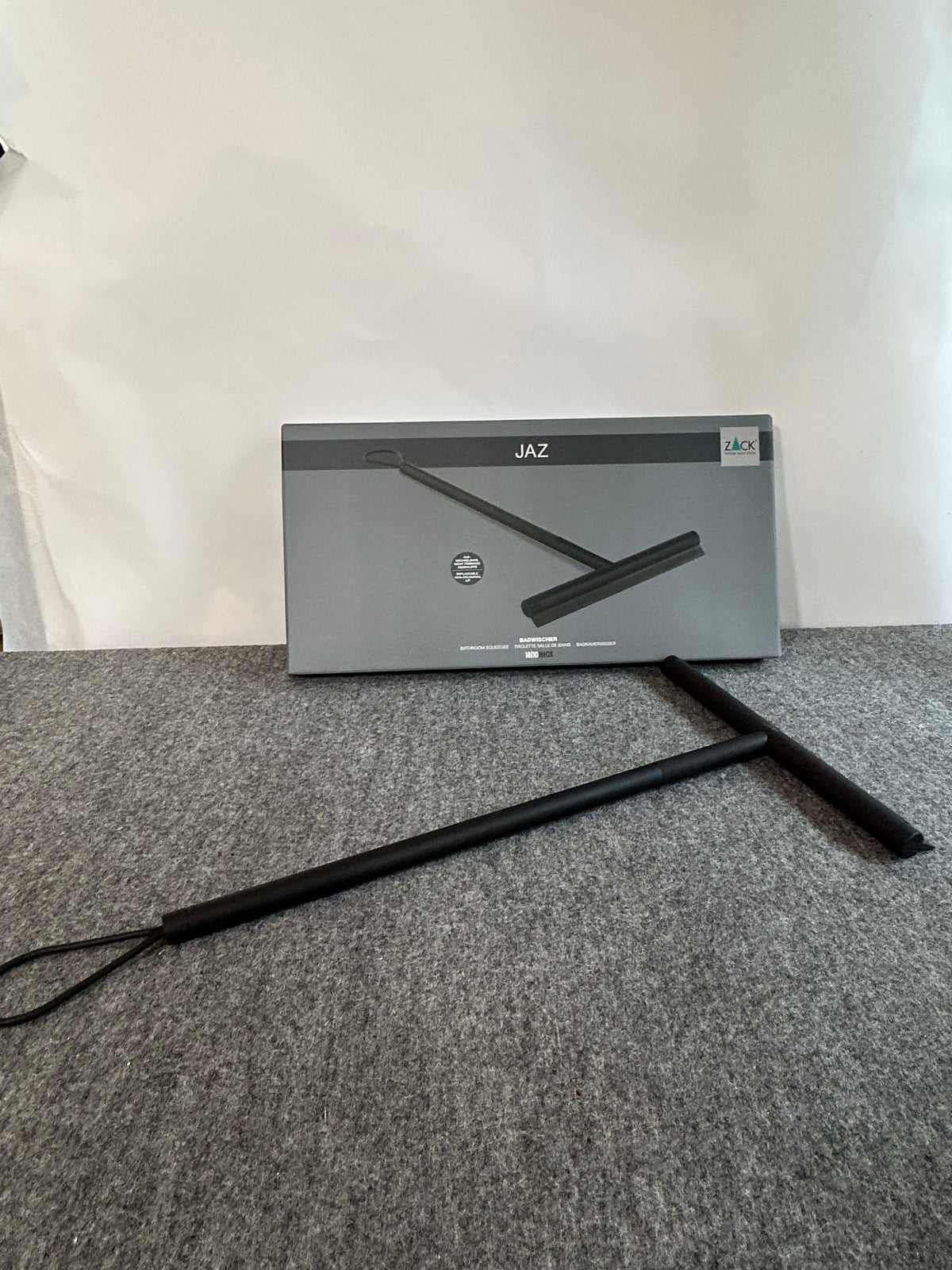 [SAMPLE] バスルームスクイージーL｜ZACK 40547 JAZ MB 水切りワイパー 浴室スクイージー 長さ43.5cm 幅24cm 18/10ステンレス製 マットブラック H1 [在庫有り]