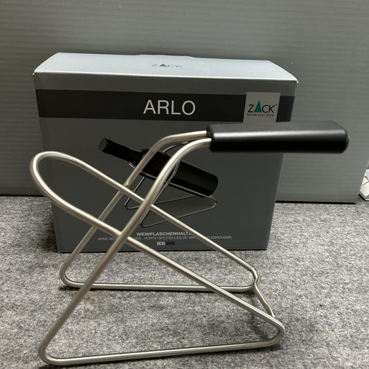 [SAMPLE] ワインボトルホルダー｜ZACK 20576 ARLO HL ワインボトルキャリー 持ち運び 高さ19cm 幅9.7cm 奥行き23.5cm 18/10ステンレス製 ヘアライン仕上げ H2-408